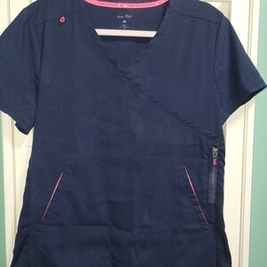 Koi Navy and Pink Women's Scrub Top